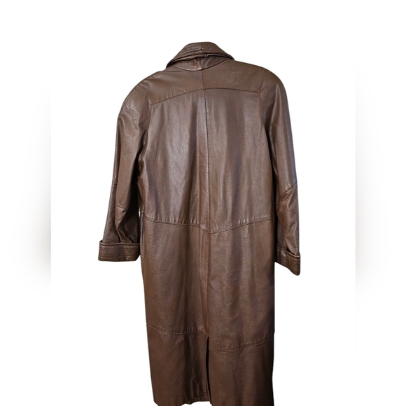 Vintage Pelle brown leather trench coat.  Medium - Picture 3 of 6